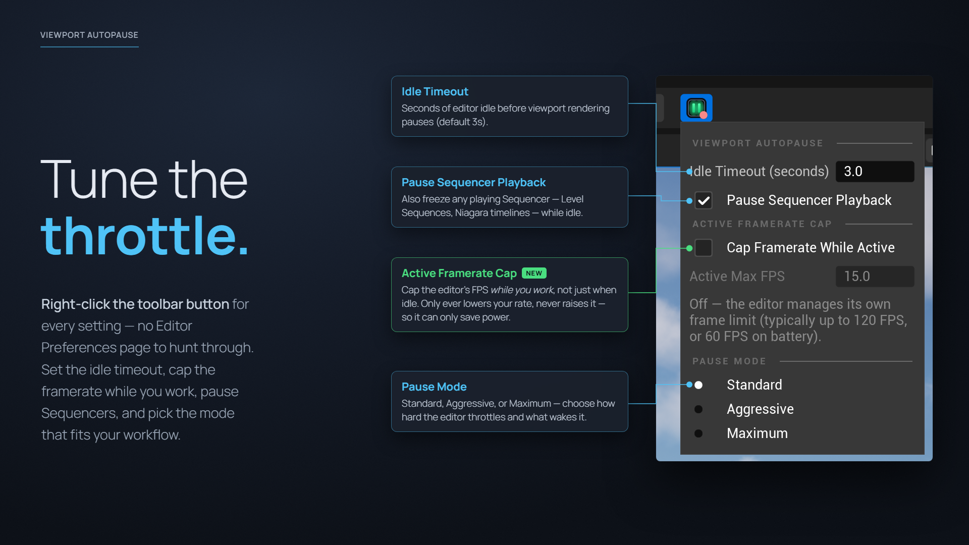 The Active Framerate Cap section of the right-click settings menu